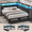 Gray, variant on Queen Corner Bed Frame with Storage Drawers, LED Lights and Charging Station, Modern Queen Size Bed Frame Metal Platform with Linen Upholstered Guardrail, Dorm Bedroom Daybed for Teen Adult, Black