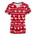 thumbnail image 4 of VKOYWKM Valentine's Scrub Tops for Women Love Heart Print Valentines Day Nurse Uniforms V Neck Short Sleeve Working Tops with Pockets, 4 of 5