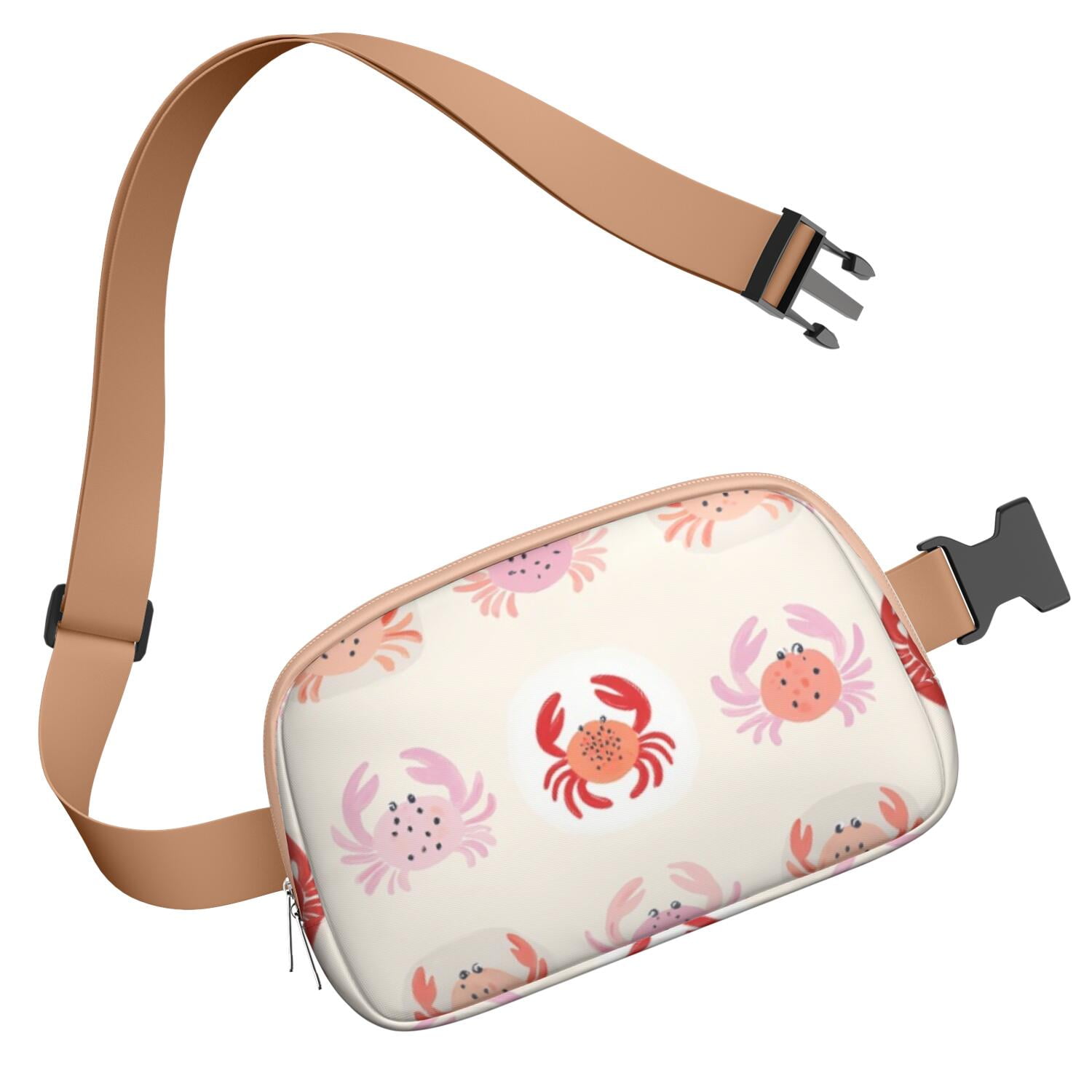 Waist Packs Bag Marine Adorable Crab Fashion Belt Bag Small Cross Body Bags for Women Casual Waist Packs with Adjustable Strap Waterproof Belt Bag for Daily Leisure Music Festival/Event
