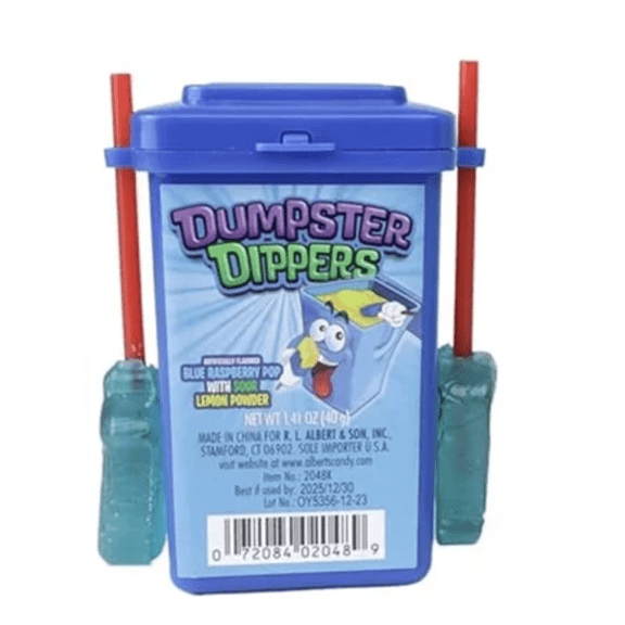 Dumpster Dippers Powder Candy Sour Lollipop Dipper, Blue Raspberry