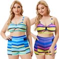 thumbnail image 4 of Women's Plus Size Bikini Tummy Control Swimwear, Colorful Split Boxer Swimwear, 4 of 5