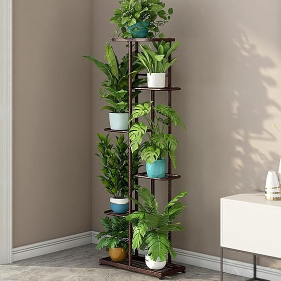 Plant Stand with 6 Levels, Metal Flower Shelf, Plant Shelf, Multi-Tier Flower Stand, Flower Bench, Flower Stairs, Plant Stairs, Standing Shelf for Indoor, Garden, Balcony, Decoration, Bronze