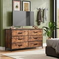 thumbnail image 2 of CZMDZH 6 Drawer Dresser for Bedroom Large, Fabric Wide Dresser TV Stand for 50, 55, 60 inch TV, Big Long Chest of Drawers with Deep Drawer for Closet, Bedroom, Living Room, Hallway, Rustic Brown, 2 of 8