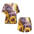 thumbnail image 5 of Lsque Daisy Sunflower Lazy Cat Women's Short-Sleeved Pajama Set - 2 Piece Soft and Lightweight Sleepwear Set-3X-Large, 5 of 9