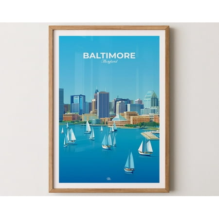 BALTIMORE Poster, Baltimore Travel Poster, Baltimore Art Print, Baltimore Wall Art, Maryland Poster, Gift for travelers, 8x12 UNFRAMED