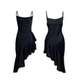 thumbnail image 6 of Feancey Womens Satin Silk Nightgown Cowl Neck Backless Cami Dress Irregular Ruffled Hem Wedding Guest Dresses Soft Pajama Dress Black L, 6 of 10