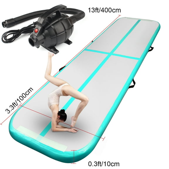 Fbsport Green 4m*1m*0.1m Inflatable Air Track Tumbling Gymnastic Mat Floor Home Training Yoga W/ Pump