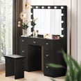 RichYa Makeup Vanity with Lighted Mirror Crystal Ball Handles Power ...