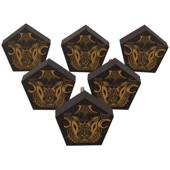 IBA Indianbeautifulart Brown Engraved Knobs Furniture Knobs Cabinet Drawer Pull Pack 10