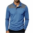 thumbnail image 2 of BRGZLK Men's Fall Golf Shirts 2026 Color Block Regular Fit Long Sleeve Button Up Casual T-Shirts Soft Comfy Stretchy Business Athletic Tee Tops Blue XXL, 2 of 7