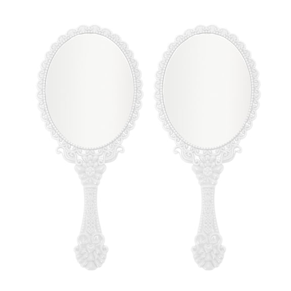 Unique Bargains 2pcs Delicate Handheld Mirror for Personal Grooming and Travel White