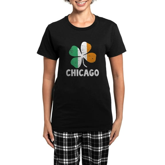 CafePress - Irish Chicago Women's Dark Pajamas - Women's Short Sleeve Print T-Shirt and Pants Dark Cotton Pajama Set