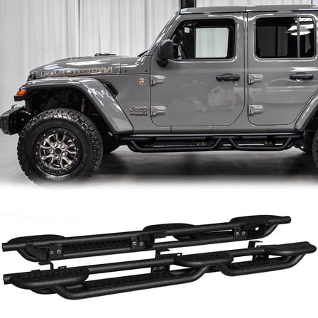 Vijay Running Boards Compatible with 2018-2019-2020-2021-2022-2023-2024-2025-2026 Jeep Wrangler JL 4-Door A Pair Bolt-on Side Steps Rails Steel Nerf Bars