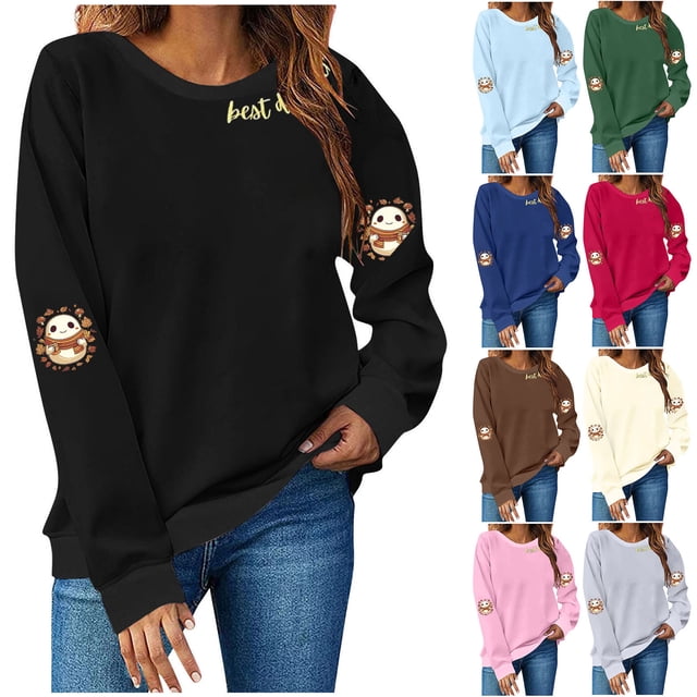 Frostluinai Chandail de l\'Action de Grâce pour Femmes Col Rond Manches Longues Chandails Citrouille Chandails Décontractés Amples d'Automne Chandails à Enfiler Hauts Chandails