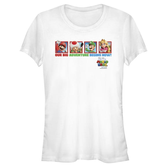 Junior's The Super Mario Bros. Movie Our Big Adventure Begins Now  Graphic Tee White 2X Large