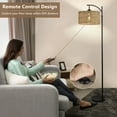 thumbnail image 5 of Arc Floor Lamp for Living Room with Remote Control,Farmhouse Floor Lamps with 3 Color Temperature,Rustic Standing Lamp with Rattan Wicker Shades,Adjustable Tall Lamp for Bedroom,Office,Reading, 5 of 7