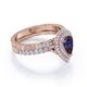 thumbnail image 3 of JeenMata Anillo Nupcial Estilo Victoriano con Halo Doble Pavé de 1,75 Quilates de Alejandrita y Moissanita Creada en Laboratorio Engastado en Plata con Baño de Oro Rosa de 18 K, 3 of 6
