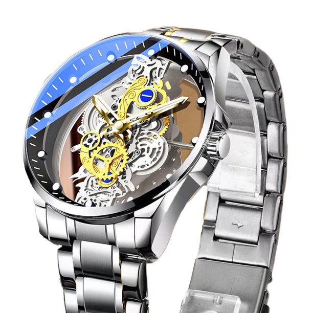 Guardurnaity Reloj de de cuarzo resistente al agua con estilo para hombre, de Metal, para cronometraje preciso, nuevos relojes para hombre Relojes Acero plateado