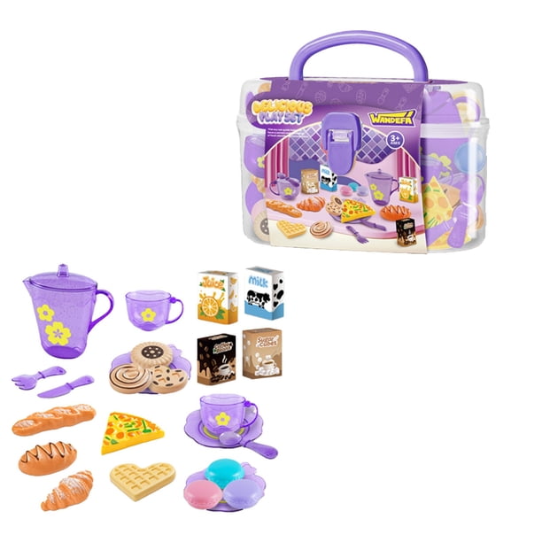 25 piezas de utensilios de cocina para el hogar, juegos de té, cajas de almacenamiento de juguetes, juegos de simulación de té, postres, comida, juguetes para niños, regalo de cumpleaños