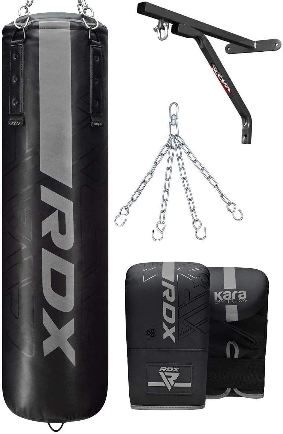 MADX 4ft/5ft Filled Heavy Hanging Punch Bag Custom Build Set,Chain,Bracket,Glove 