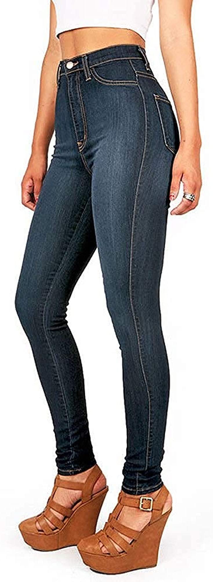 Vibrant Womens Classic High Waist Denim Skinny Jeans