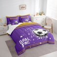 thumbnail image 3 of Feelyou Modern Soccer Sports Bedding Comforter Set 7pcs for Kids, West Football Queen Bedding Sets, Purple Yellow Cartoon Theme Reversible Queen Sheet Sets, Breathable Home Decor, 3 of 7