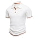 thumbnail image 5 of Ceisia Men's Slim Fit Short Sleeve Turndown Collar Rib Knit Polo Shirt with Contrast Trim White XXXL Gifts, 5 of 7