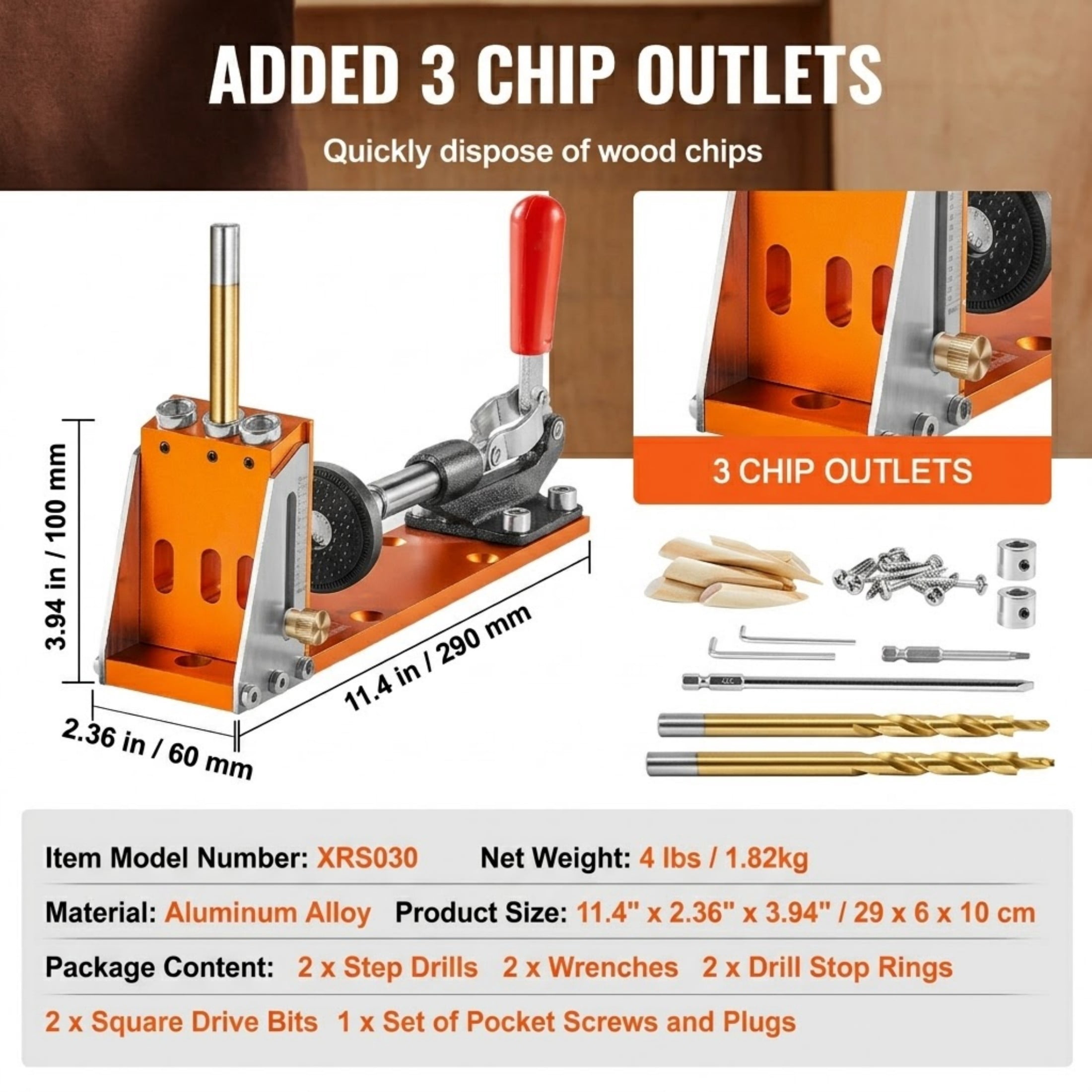 30 Pcs Pocket Hole Jig Kit, Adjustable Woodworking Drill Guide with Step Drill Bits and Accessories, Dual Scale