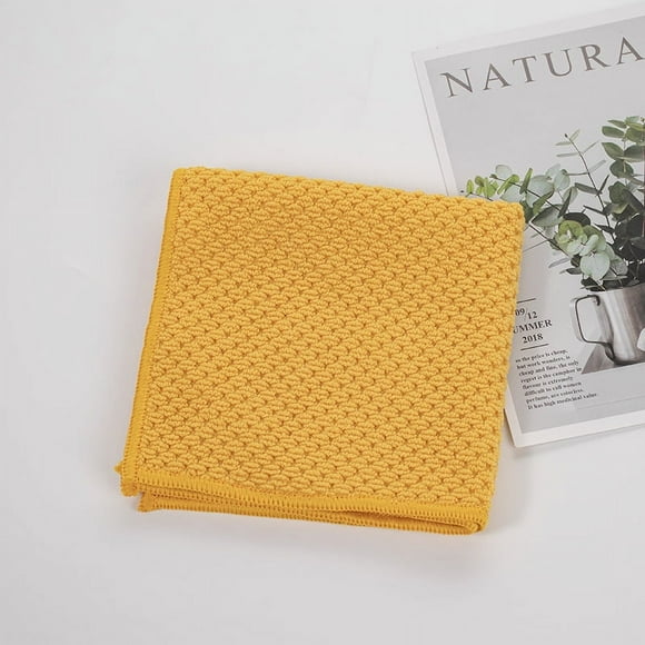 Namzi 10pcs Yellow Kitchen Washcloths for Dishes Absorbent Microfiber Dish Cloths Quick Dry Dish Rags Ideal for Kitchen Cleaning-11.81*11.81inch
