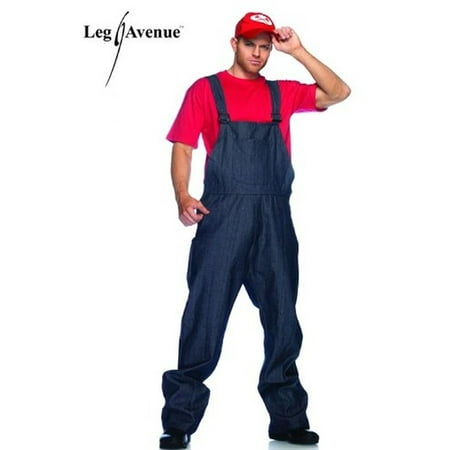 Men's 3PC.Super Plumber Costume w/ overalls, shirt, hat