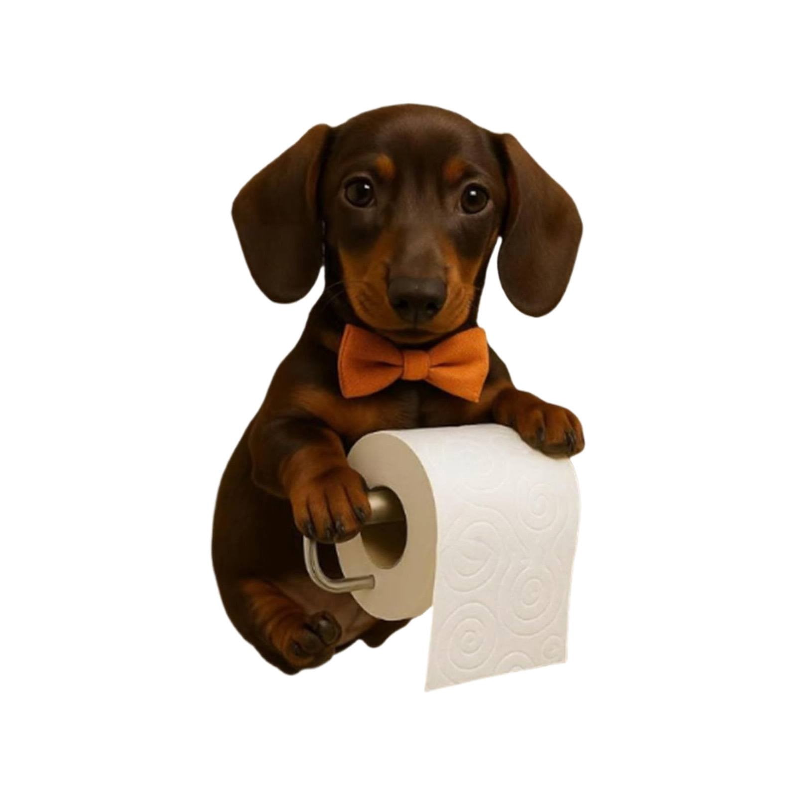 Dog Toilet Roll Holder Cute Dachshund Design, Bathroom Kitchen Statue, Storage Rack, By Kingtowag