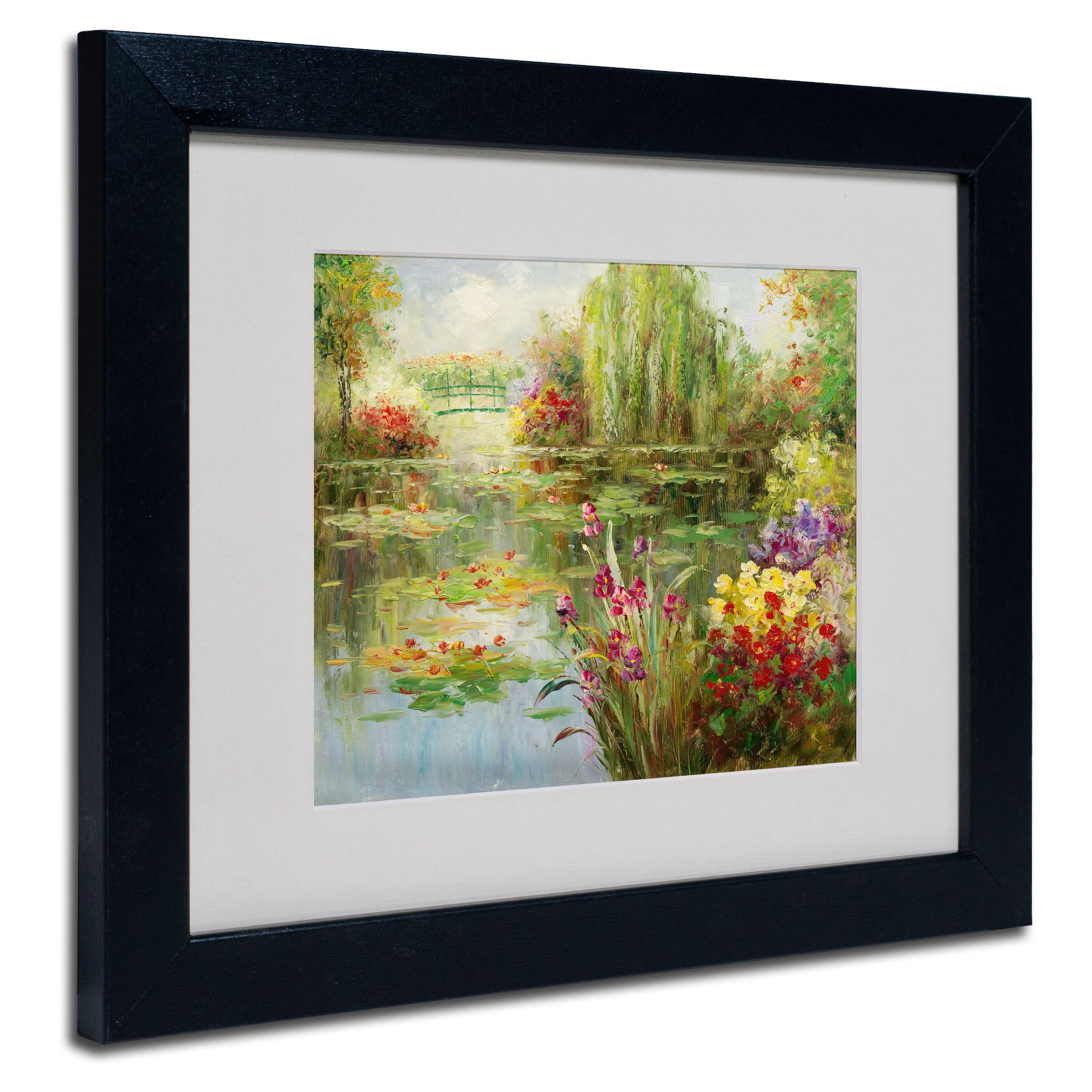 Trademark Fine Art "Water Lilies" Canvas Art by Victor Giton, Black Frame