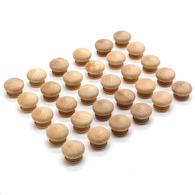 Perillas de madera WEICHUAN, paquete de 30, redondas, sin terminar, 3,5 cm x 2,5 cm