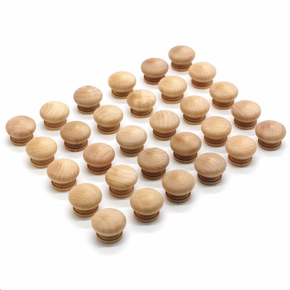 Perillas de madera WEICHUAN, paquete de 30, redondas, sin terminar, 3,5 cm x 2,5 cm