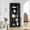 Corner Storage Cabinet-Black, variant on YOCWO 70" Tall Arched Bookcases, Acrylic Bookshelf with 4 Tier Open Shelf Storage and 2 Doors, Walnut
