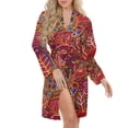 thumbnail image 5 of Mola De Panama Turtle Night Robe Long Sleeve V Neck Robe With Belt Women's Sleepwear Dresses, 5 of 9