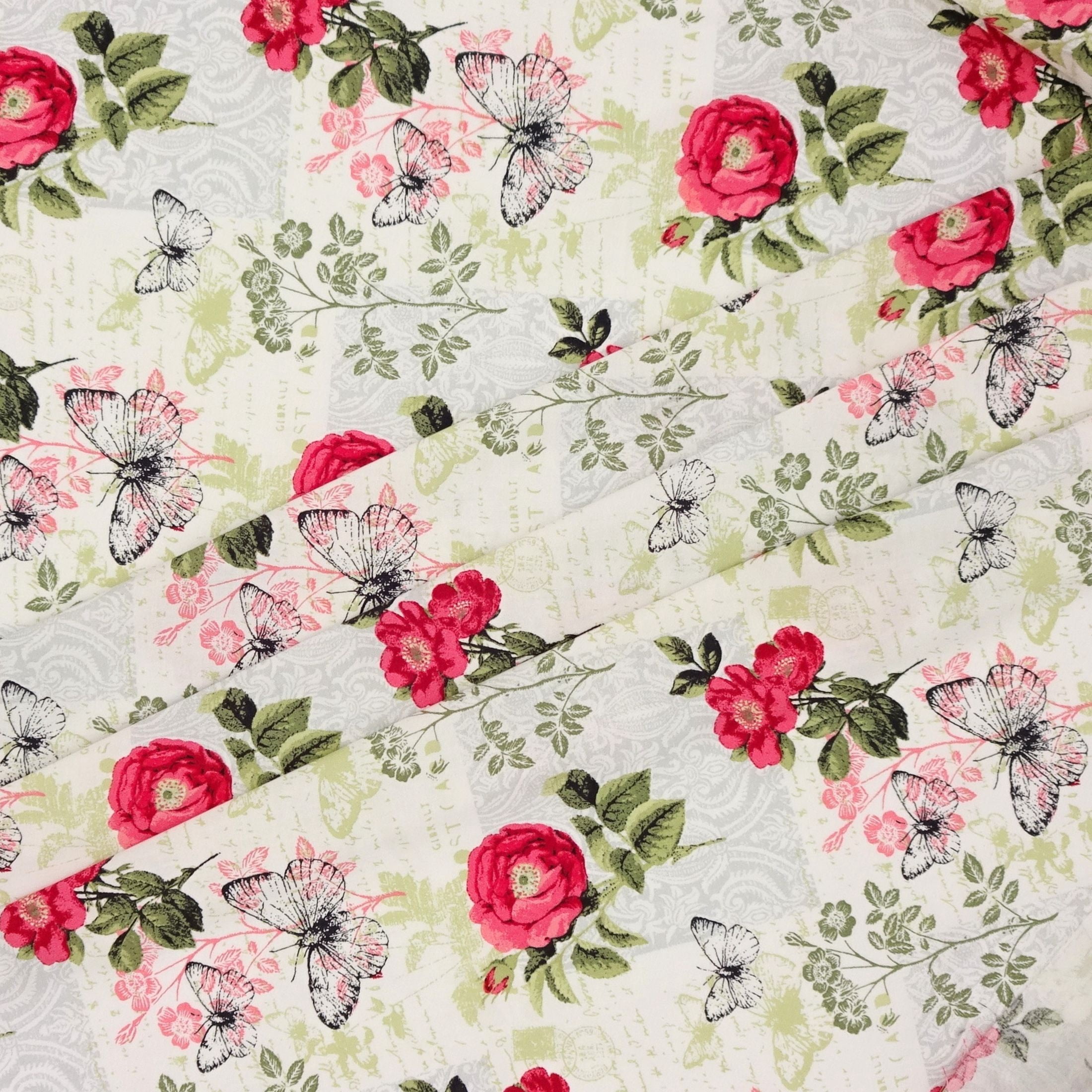 Waverly Inspirations 1 Yard Cut 100% Cotton Rosconv Print Fabric, Poppy Red, 44" Wide for Quilting & Sewing