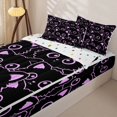 thumbnail image 2 of Manfei Cute Lines Cat Zipper Full Size Comforter Sets with Fitted Sheet and 2 Pillowcases, Cartoon Kitten Zipper Bedding Set, Black Orchid, Polkadot Reversible, 4pcs, 2 of 7