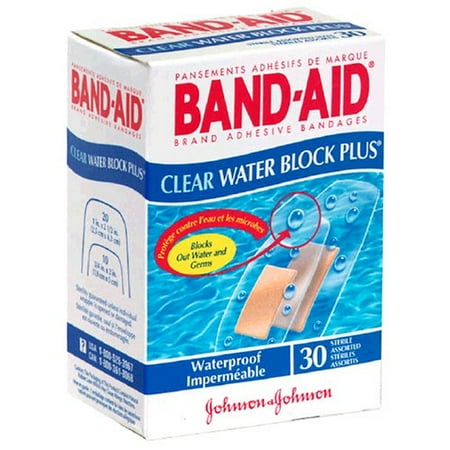 5 Pack - BAND-AID Bandages Water Block Plus Clear Assorted Sizes 30 Each