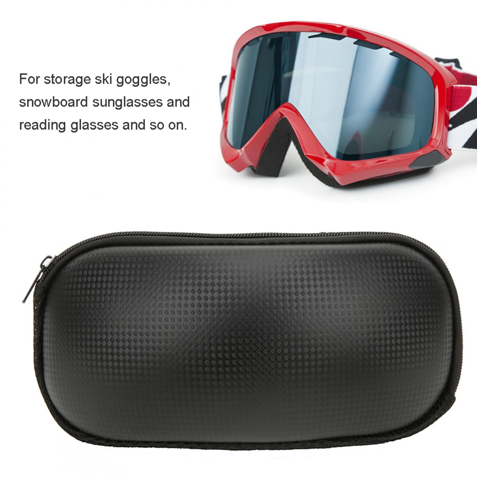 ekqw015l Fashion Ski Goggles Case EVA Skiing Eyewear Case Snowboard Goggles Sunglasses Zipper Hard Box Holder Suitable for Snowboard and Skiing Goggles, Sunglasses, Reading Glasses Black 