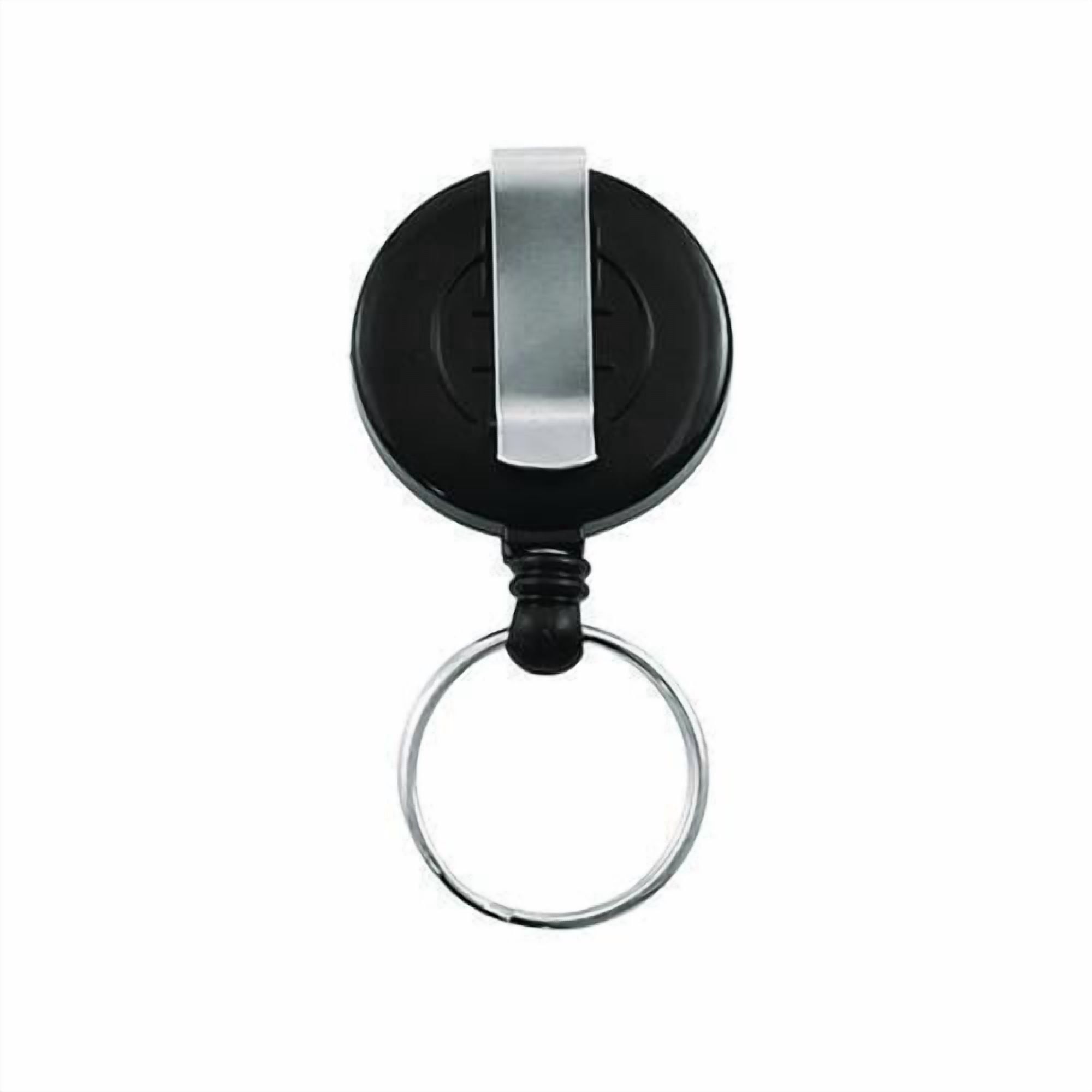 Badge Reel with Split Key Ring, Extends 30", Black, 12/Box | Bundle of 2