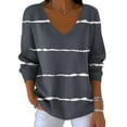 thumbnail image 5 of ZUKMRJPC Women's Plus Size Striped T-Shirts Long Sleeve V-Neck Casual Loose Fit Pullover Tops Fall Fashion Soft Comfy Basic Tee Shirts, 5 of 6