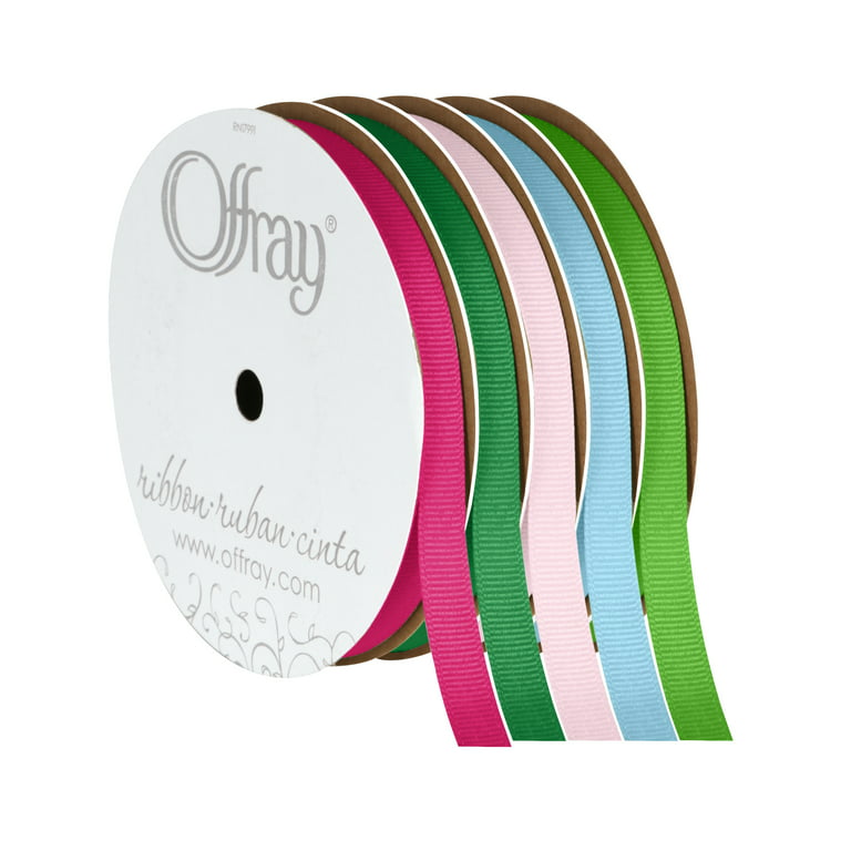 Offray Ribbon, Shocking Pink 3/8 inch Grosgrain Polyester Ribbon