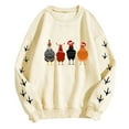 thumbnail image 5 of Wangmeiwg Women's Sweatshirts Women's Hoodies Sweatshirt Christmas Oversize Long Sleeve Crewneck Chicken Printed Lightweight Loose Top XXL Beige, 5 of 5