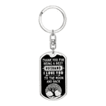thumbnail image 1 of Daddy Thank You Keychain Stainless Steel or 18k Gold Dog Tag Keyring, 1 of 8