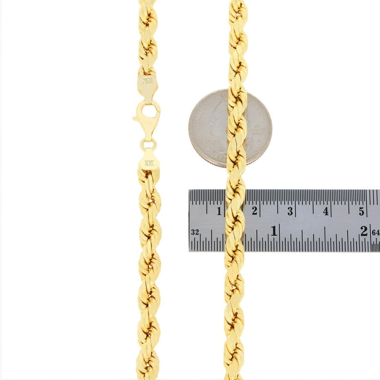 10K Yellow Gold Mens Womens 7MM Diamond Cut Rope Chain Bracelet 8