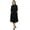 Black, variant on Bimba Women's 3/4 Sleeve Linen Collar Neck Solid Flared Shirt Dress with Side Pockets