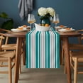 thumbnail image 2 of Teal Stripes Table Runner - 70 Inch Long, Kitchen Dining Table Runner Dresser Scarves, Modern Minimalist Horizontal Ombre Lines Farmhouse Decor for Coffee Tables Wedding Party Banquet, 2 of 8