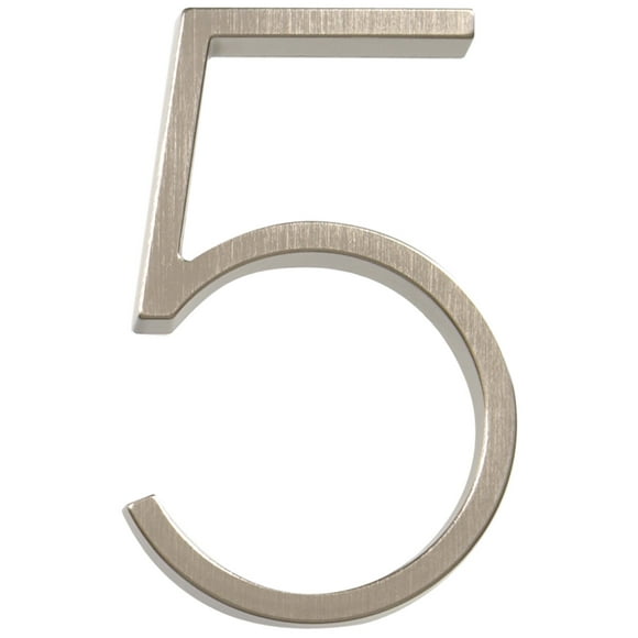 Distinctions 843215 Brushed Nickel Floating Mount 5-Inch House Number 5