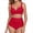 Red, variant on RELLECIGA Women's Tummy Control Swimsuit Bikini Set V Neck Two Piece Bathing Suits Swimwear